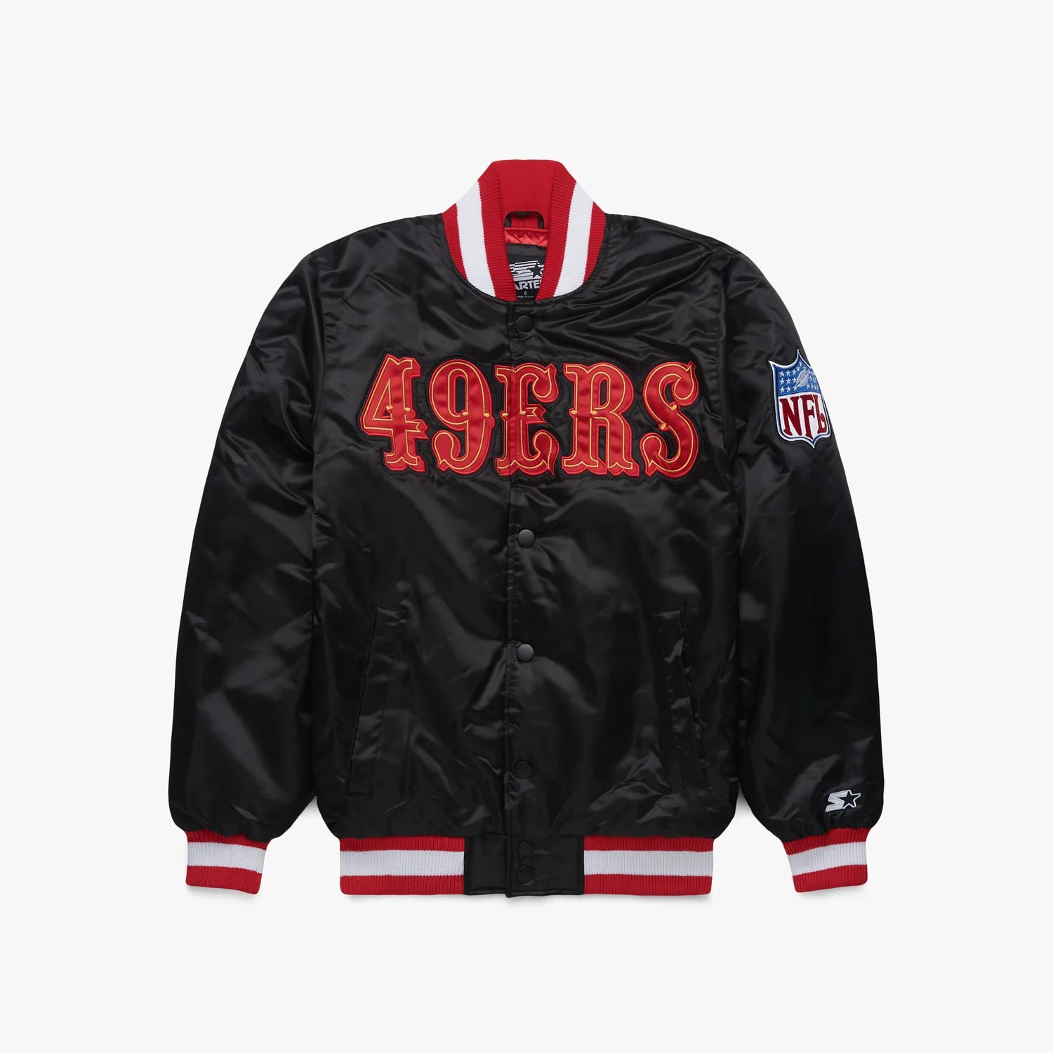 Varsity Satin Starter San Francisco 49ers Red and White Jacket - Jacket  Makers